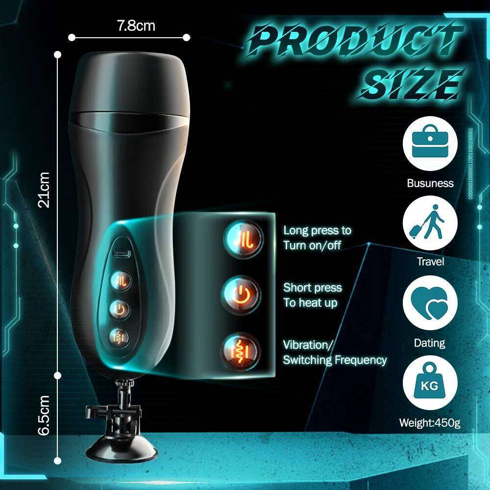 Masturbation Heating Stimulation Vibrator Sexy Voice Free Portable Bracket Suction Cup Pocket Pussy Men's Sex Toy For Z260312