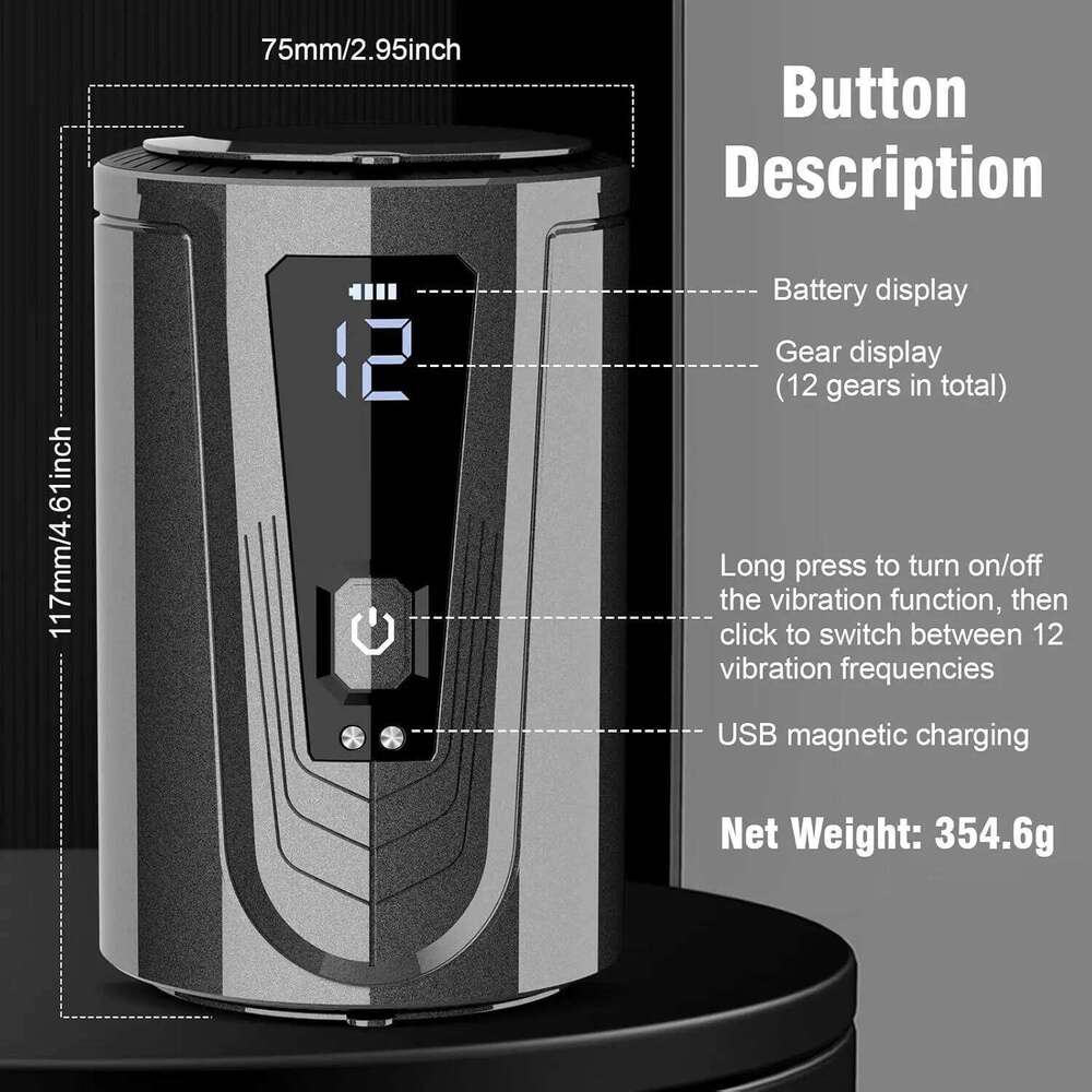 Automatic Masturbator 12 Vibration Function Masturbation Cup Penis Enlargement Delays Ejaculation Male Sex Toys for Adults Z260312