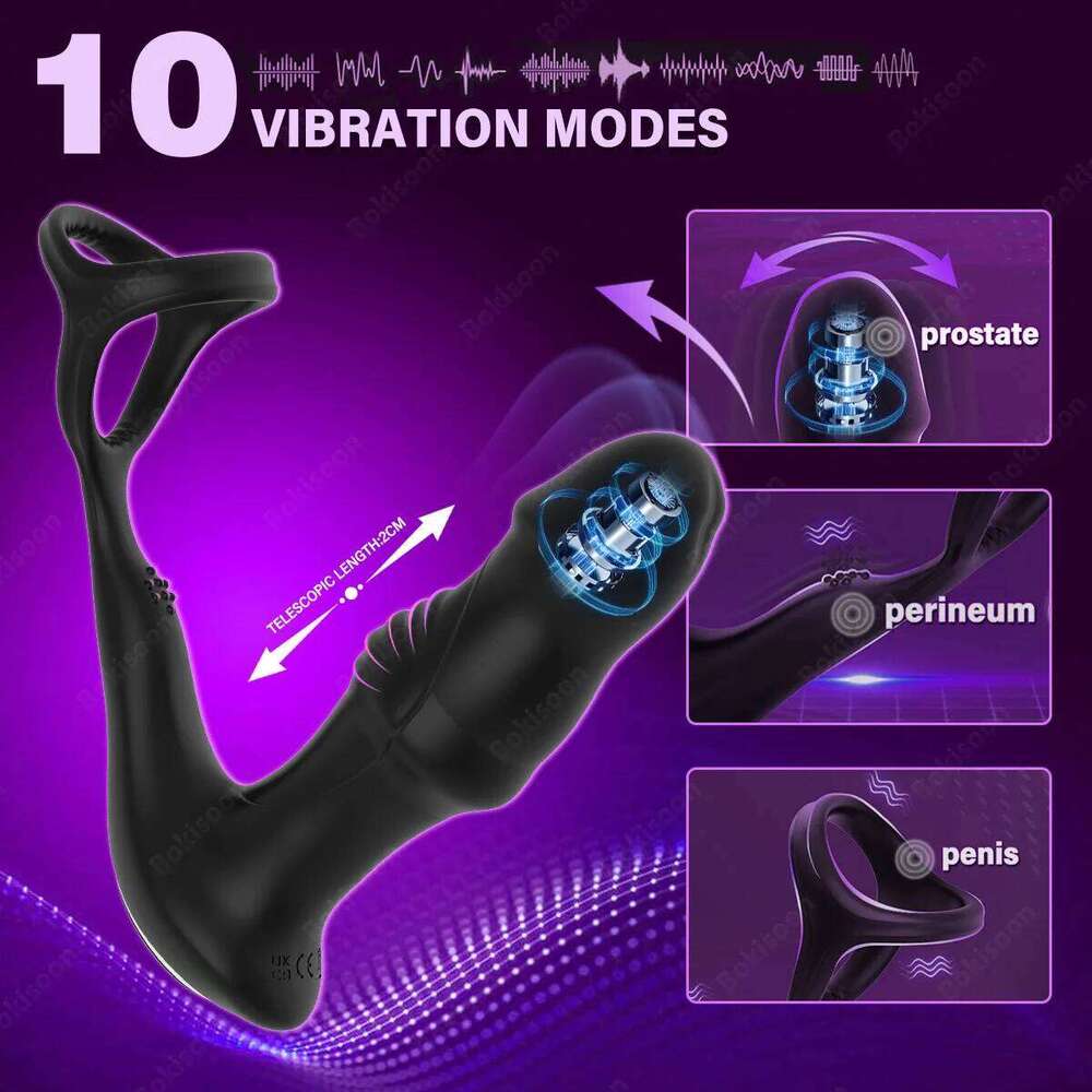 9 Wiggling Swaying Vibrating Anal Vibrator with Cock Ring Thrusting Prostate Massager 3 Powerful Motors Butt Plug Z260311