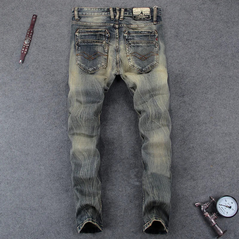 MEN FASHION Korean Style Clothes Brushed Fleece Denim Cargo Vintage Winter Straight Slim Streetwear 90s Trousers for Men 260228