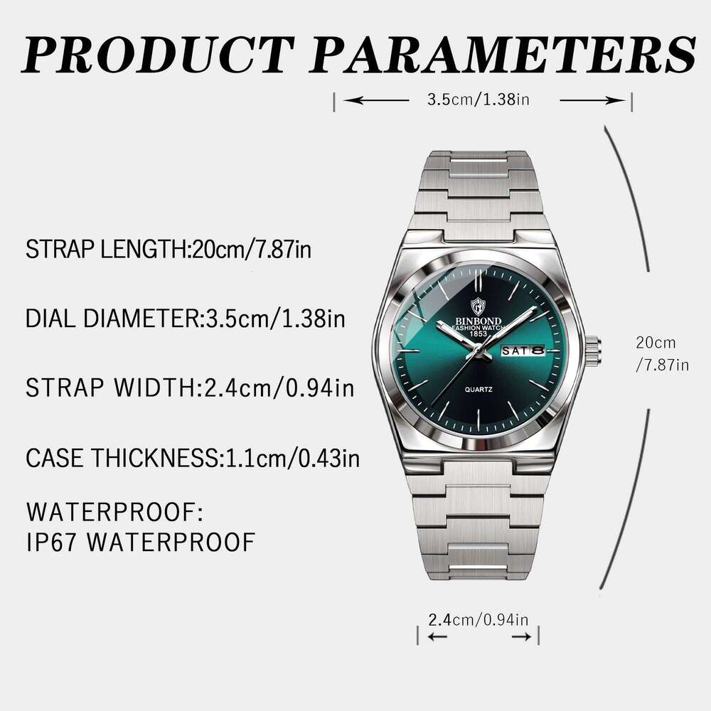 BINBOND Top Brand New Stainless Steel Buckle Business and Leisure Quartz Thin Double Calendar Women's Watch