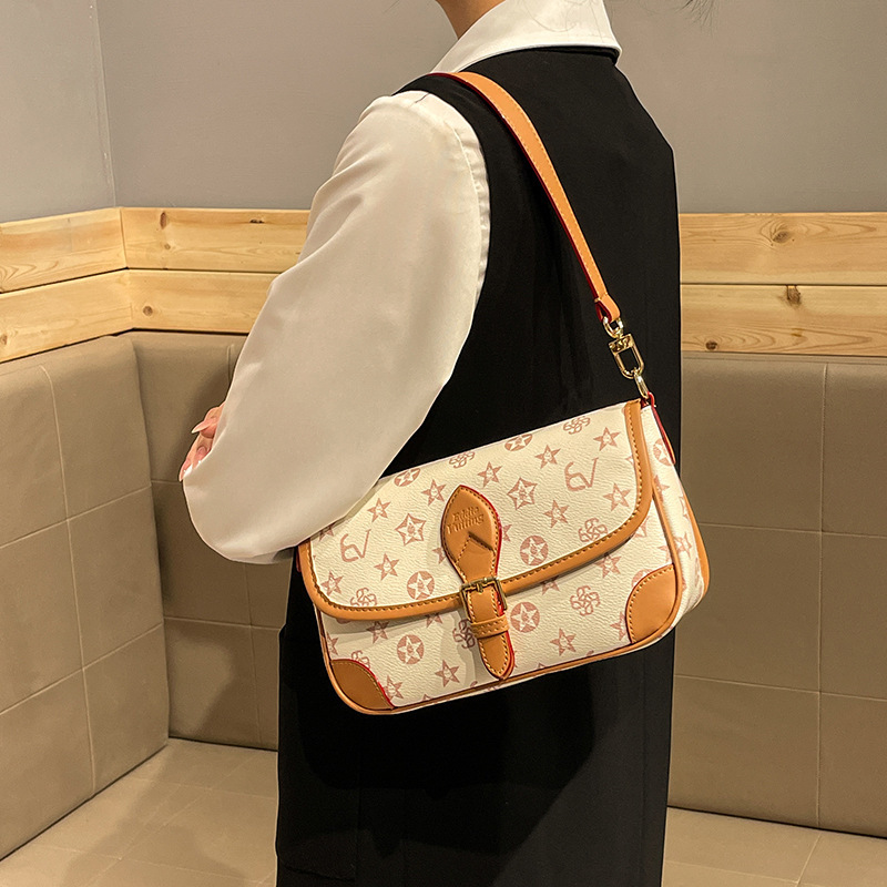 High Quality Soft Leather Printed saddle bag 2026s New Women Bag Advanced Texture Versatile Fashion Shoulder Crossbody Bag Free Shipping