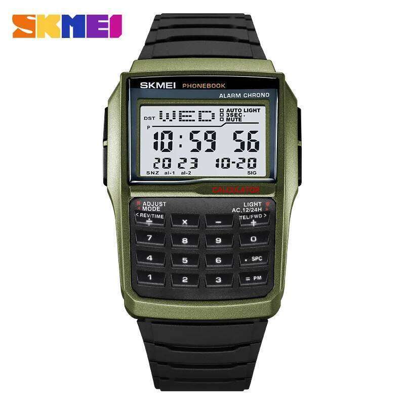 SKMEI 2255 Dual Time Sports calculator Watch for Men Digital Mens Wristwatches Countdown Casual Phone Book Montre Homme 1278