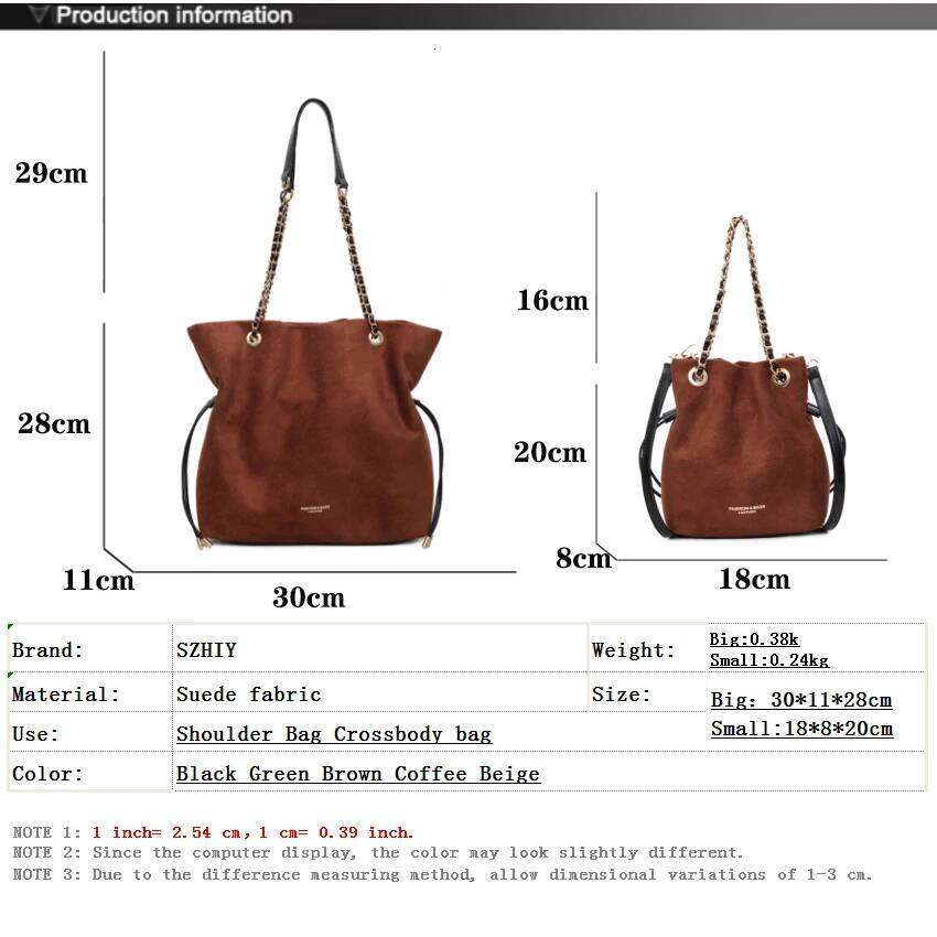 Suede Shoulder Women Bag Luxurious Crossbody Purse Drawstring Fashion Big Tote Exquisite Chain Small Handbag Kl928