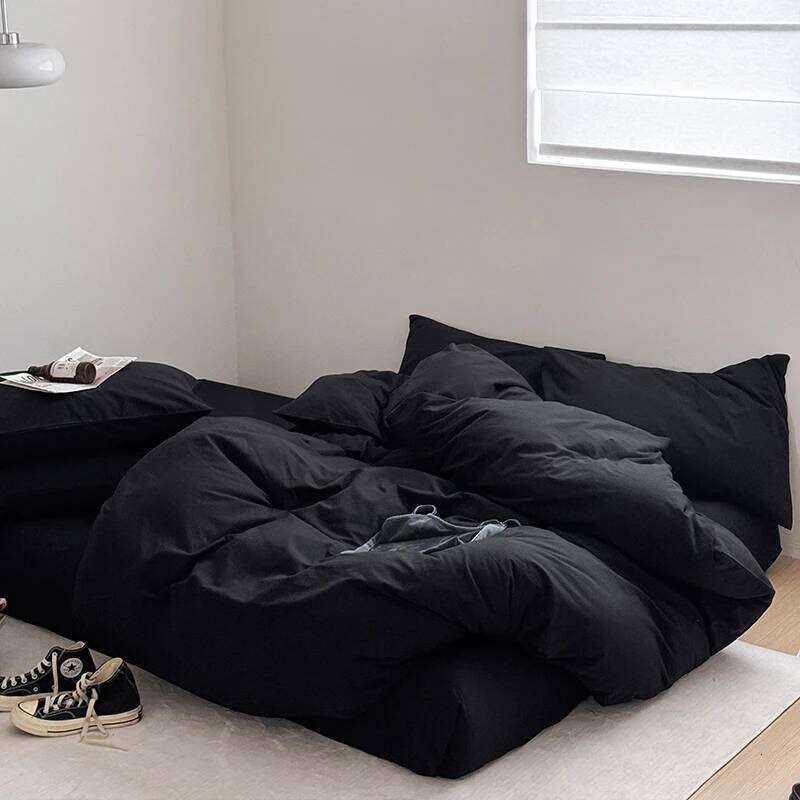 Bonenjoy 100% Cotton Bedding Plain Color Bedsheet Single/Queen/King Size Bedclothes Skin-friendly Bed Linen Set H260312