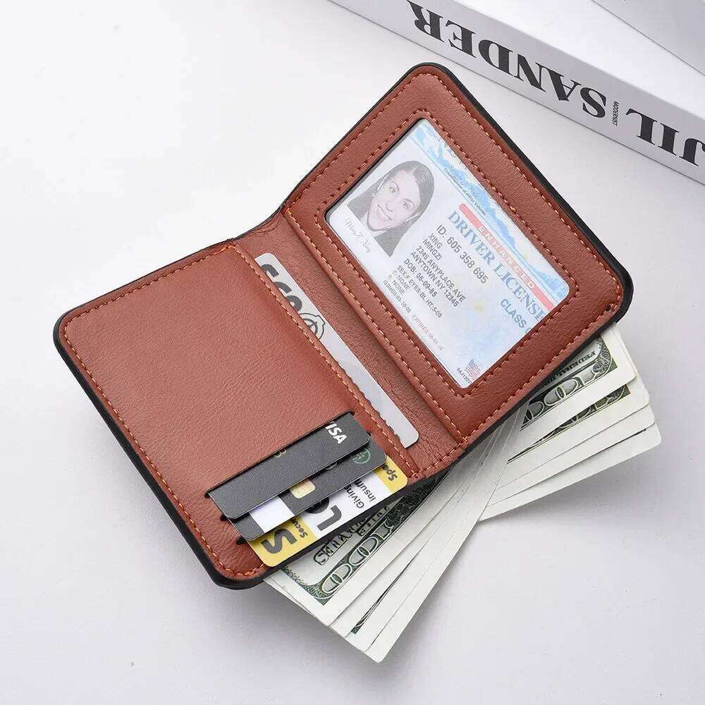 1Pc New Ultra-thin Mini Soft PU Leather Credit Card Wallet Holder Vertical High Quality Men's Small Short Wallets Purse