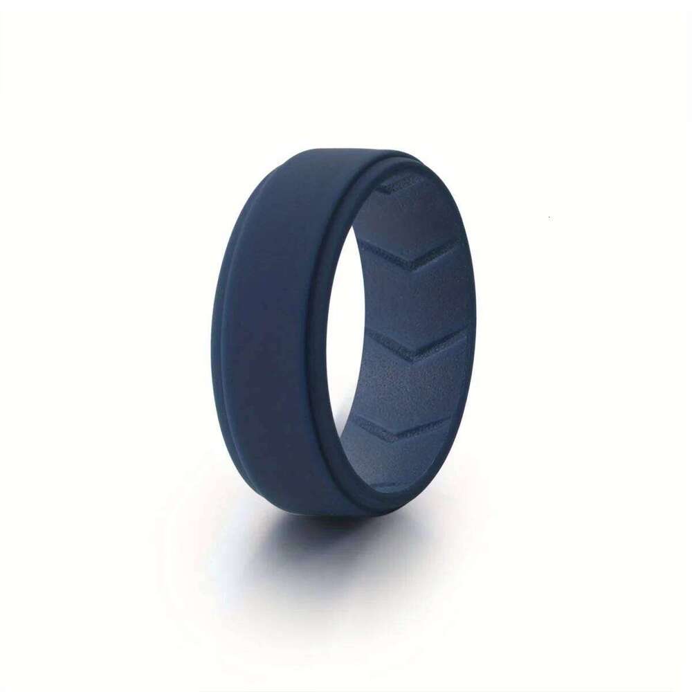 8 Pack Men's Silicone Wedding Bands, 8mm Wide Rubber Rings Workout Sports, Comfort Fit Ring Set, Gift for Husband Him H260312