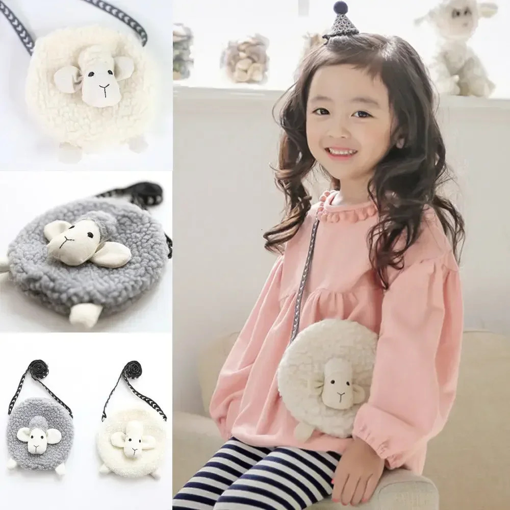 Adorable Sheep Crossbody Bag for Girls Plush Soft Mini Coin Purse Wallet Organizer Cute Toddler Shoulder with Zipper 260311