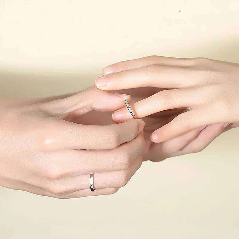 1/2pcs Simple Sun Moon Couple Rings Women Men Fashion Opening Adjustable Stainless Steel Lover Valentine Day Gifts Ring Jewelry W260312