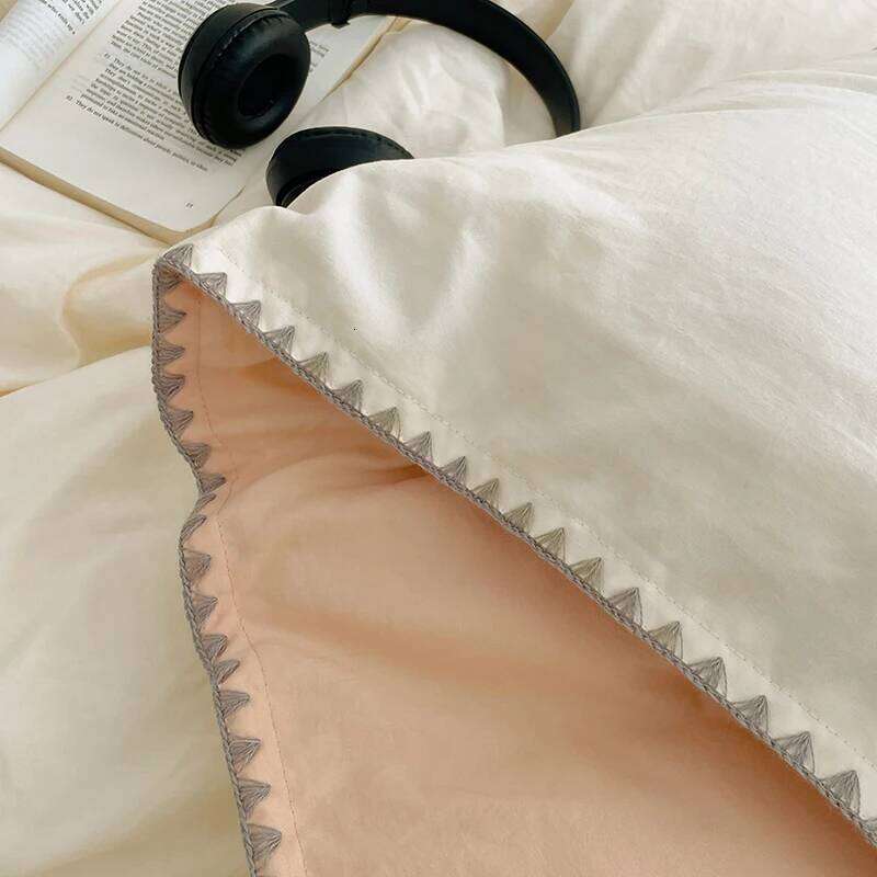 Simple Style Solid Bedding Washed Cotton Flat/Fitted Sheets Set Duvet Cover Bed Linen Pillowcase Full Double Queen King H260312