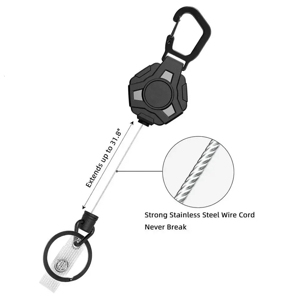 Retractable Keychain Lanyard Heavy Duty Belt Clip Anti Theft Key Chain Straps Hanging Ring Telescopic Carabiner 260228