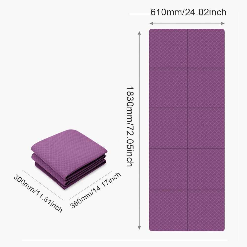 Foldable Yoga Mat Folding Fitness Exercise Mat Double Sided Travel Yoga Mat Non-slip for Yoga Pilates Floor Workouts M260312