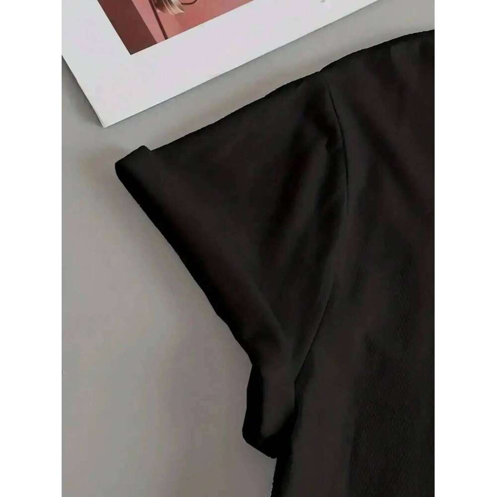 Women's Black Soft Round Neck T-Shirt Classic Fit Casual Tee for Spring Summer Fashion Trendy Top Z260312