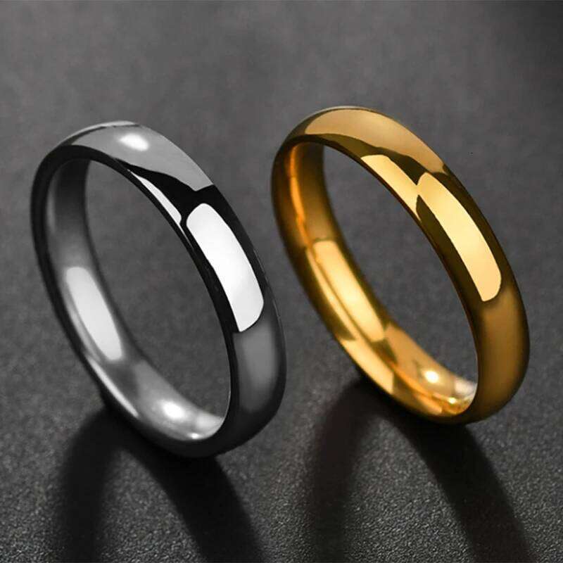 Auxauxme Fashion Simple Smooth 2/4/6/8mm Women Men Finger Rings Stainless Steel for rs Wedding Anniversary Jewelry Gifts H260312