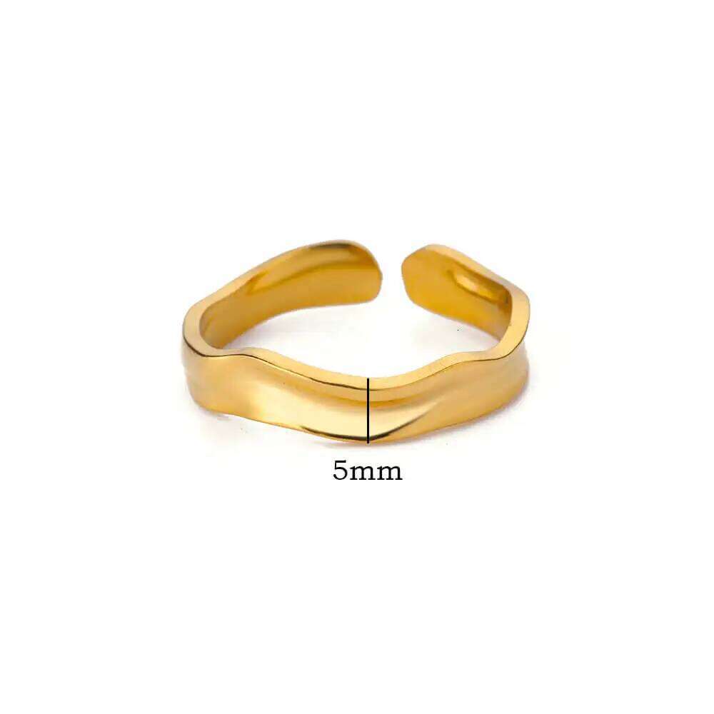 Stainless Steel Minimalist Texture Open Rings For Women Gold Color Wedding Aesthetic Ring Trendy Korean Style Accessories anillo H260312