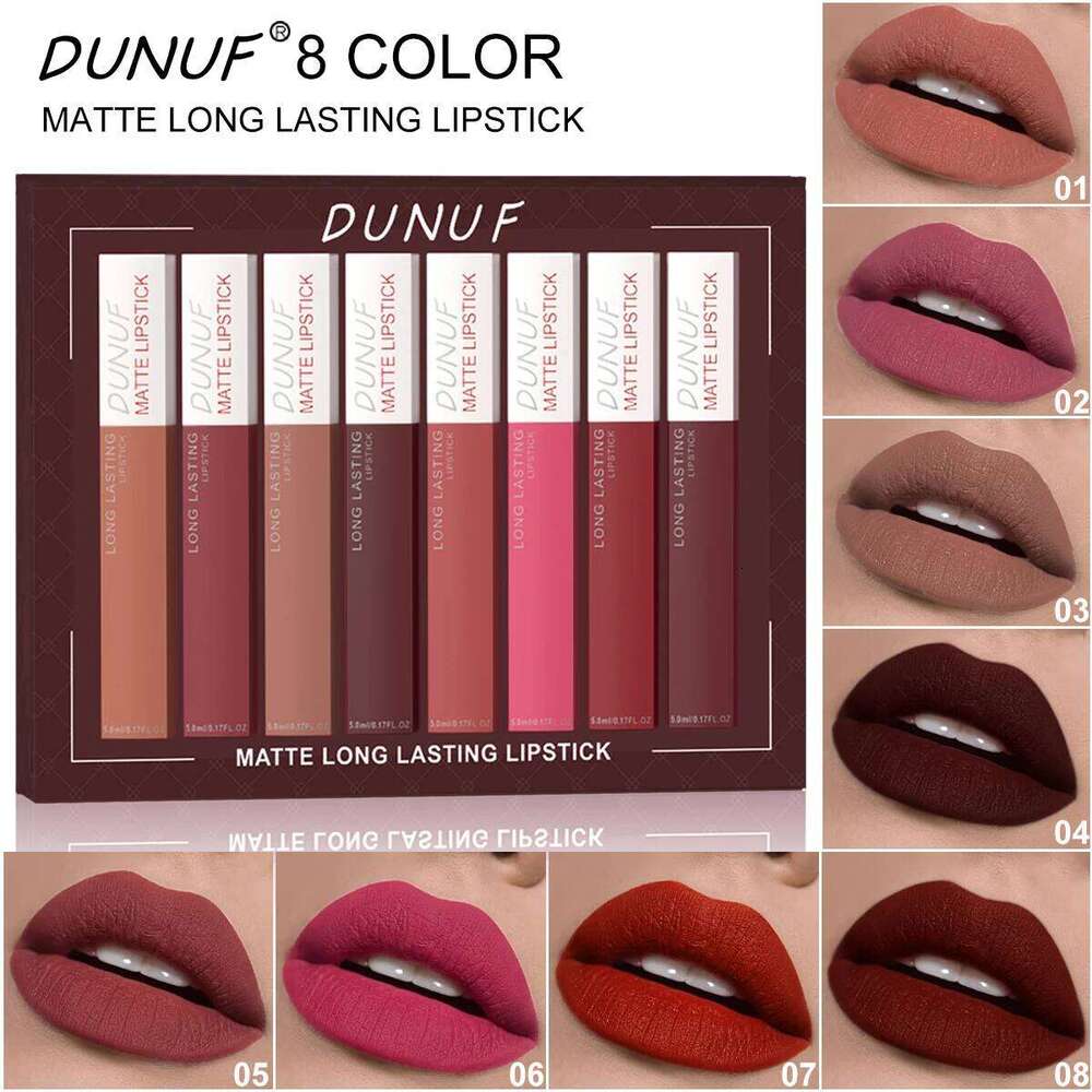 Gloss Lipstick Lip Stain Set, Waterproof Matte Non-sticky Non-transfer Long-Lasting Moisturizing, Nude, Y2K Makeup Christmas W260311