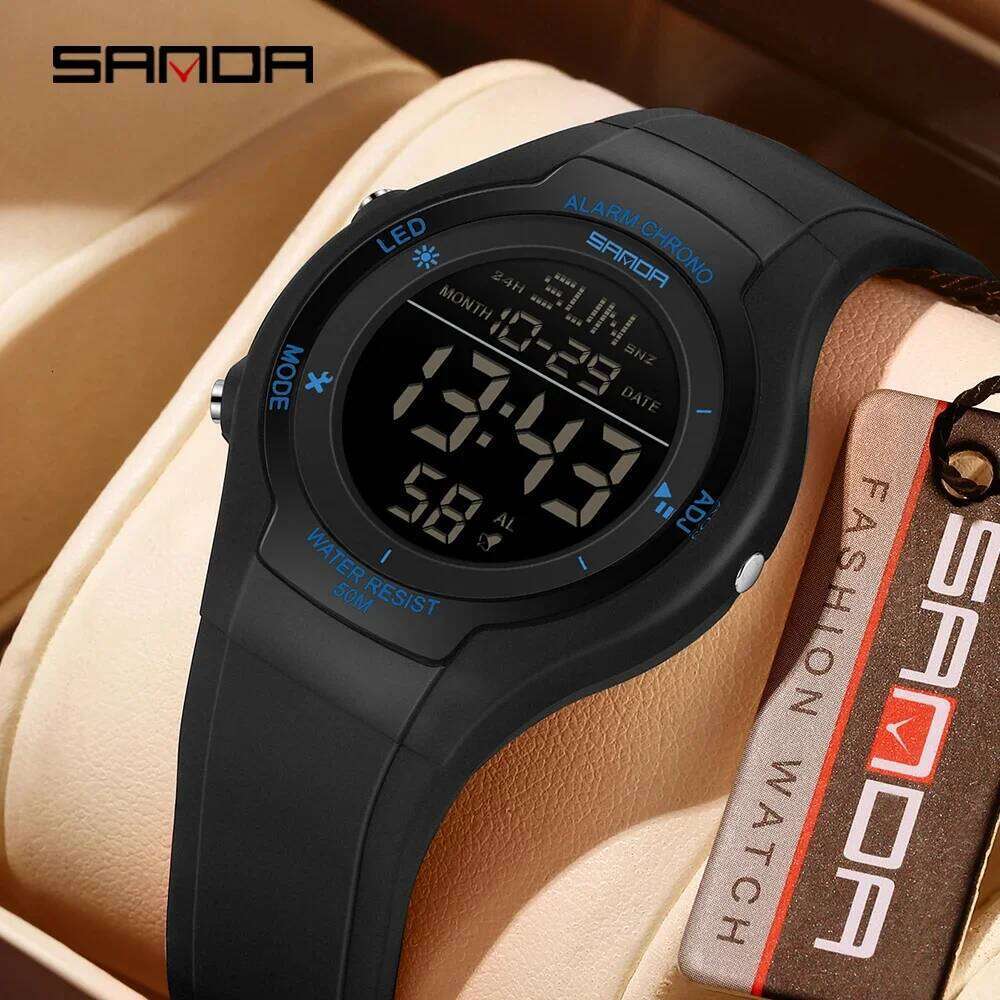 SANDA 6356 Sports Electronic Watch 5ATM Waterproof Luminous Light and Thin Multi functional Timing Alarm Clock Student Watch2026