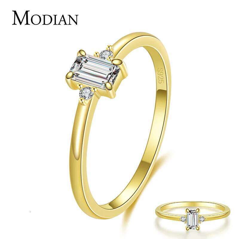 Modian Authentic 925 Sterling Silver Classic Charm Emerald Cut Zirconia Finger Rings For Women Hypoallergenic Wedding Jewelry H260312