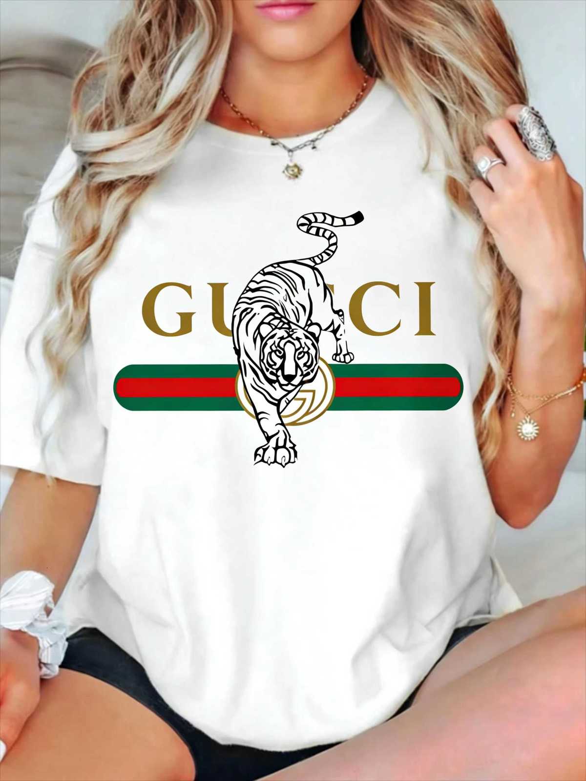 2026 New Letter Printing Short-sleeved Women T-shirt Trendy Temperament Casual Versatile Short-sleeved Clothing HeavyT260312