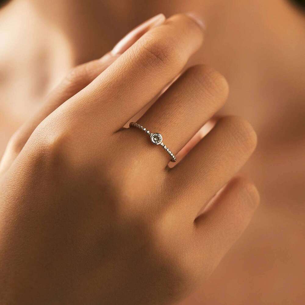 MODIAN Bezel Setting Moissanite Ring 925 Sterling Silver Beads Trendy Stackable Finger Rings For Women Lab Diamond Jewelry H260312