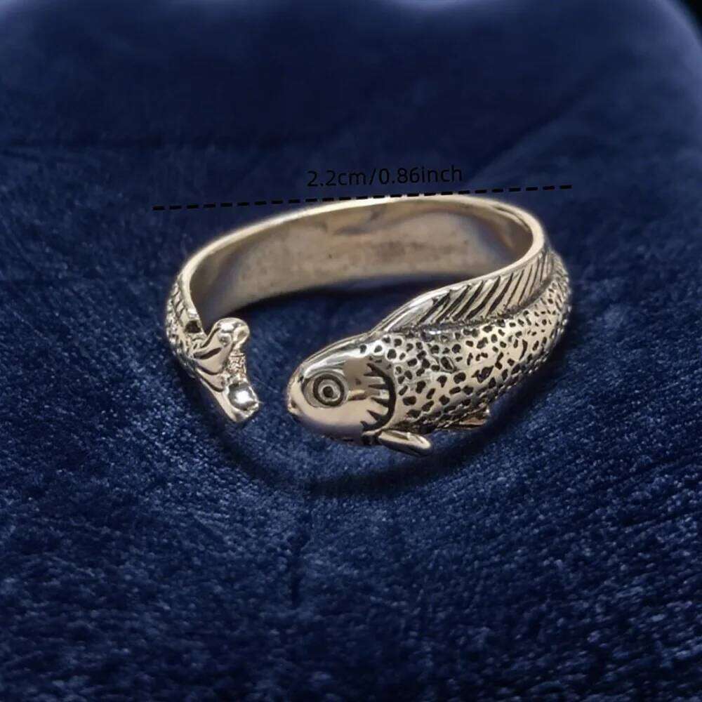 Gorgeous Exquisite Texture Adjustable Open Ring with Elegant Fish Shaped Design Fine Jewelry Rings Sparkling Like Diamond Rings for Daily Wear