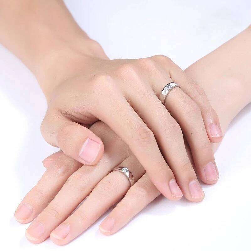 Luxury Romantic Two Hearts Beat As One Couple Rings for Women Men Fashion Zircon Wings Design Engagement Wedding Ring Jewelry W260311