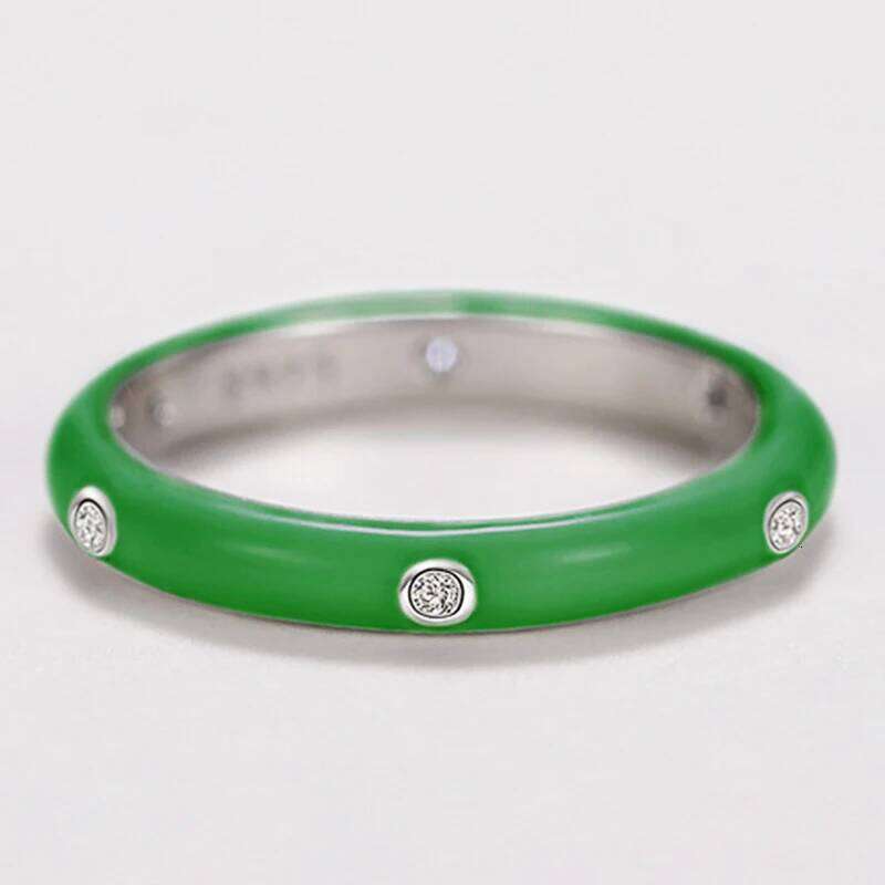 CAOSHI Dainty Colorful Enamel Ring Female Fashion Finger Accessories with Shiny Crystal All Matchtrend Jewelry for Daily Party H260312