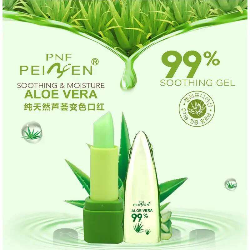 1Pcs Moisture Lip Balm Long-Lasting Natural Aloe Vera Color Mood Changing Long Lasting Moisturizing Lipstick Anti Aging W260311