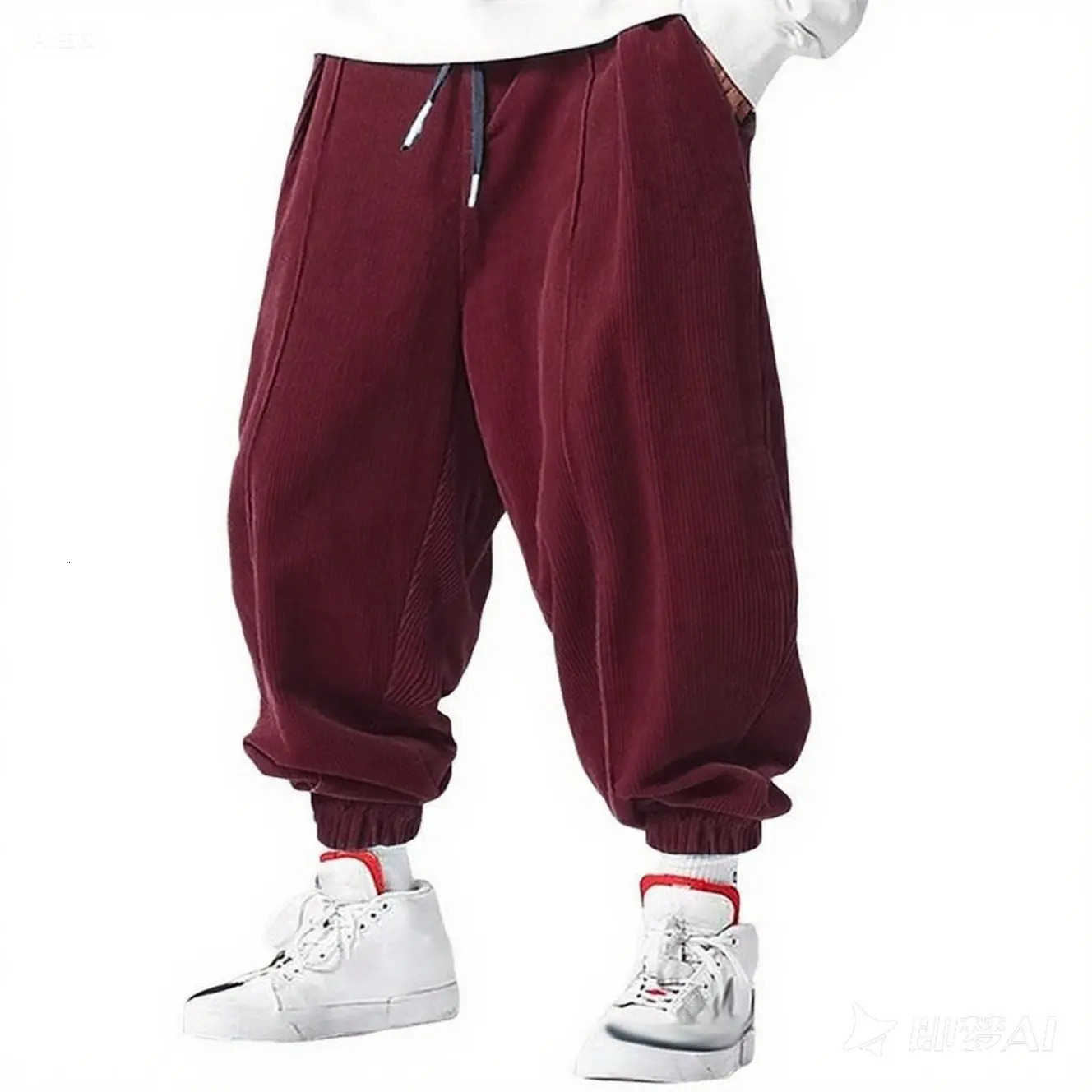 Fall Mens Casual Loose Drawstring Pants - Fashion High-End Hip-Hop Style Premium Corduroy - Trendy Cuffed Pants 260311