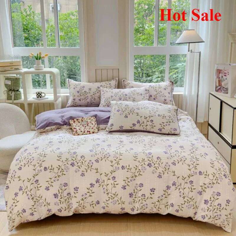2025 class A super soft jacquard cloud yarn cotton four-piece set, sheet, hat, quilt cover, student dormitory bed H260312