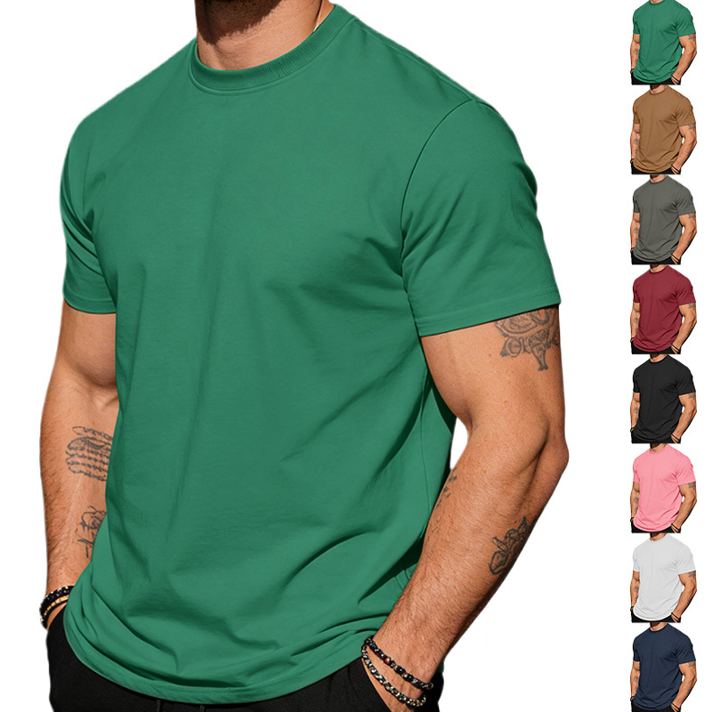 Men's T-Shirts Cotton Summer Men's Athleisure Workout short sleeve Muscle Fitness T-shirt High Quality Gym Sport Shirt