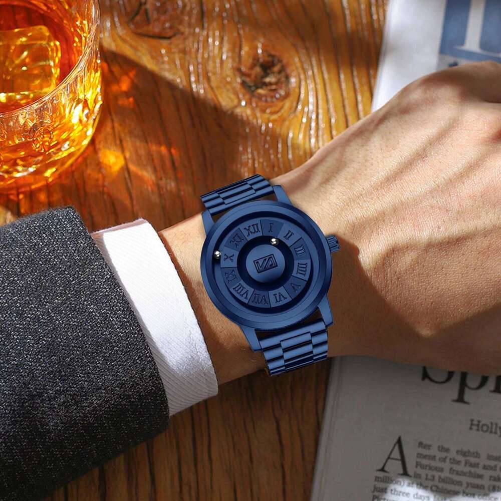 HANNAH MARTIN Quartz Black Maglev Stainless Steel Strap Fashion Business Clock Man Formal Gift Japanese Movement Top Watch