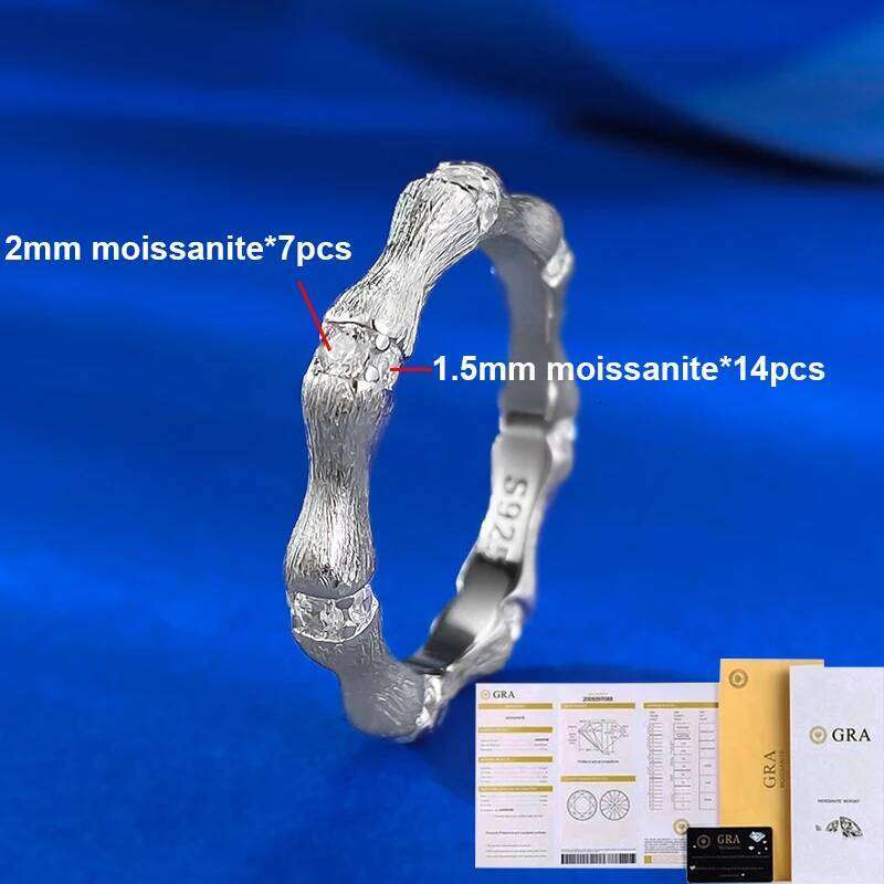 BXINY Moissanite Ring 925 Sterling Silver 18K Gold Plated For Women Men Bamboo Shape Eternity Band Lab Diamond Fine Jewelry Gift H260312