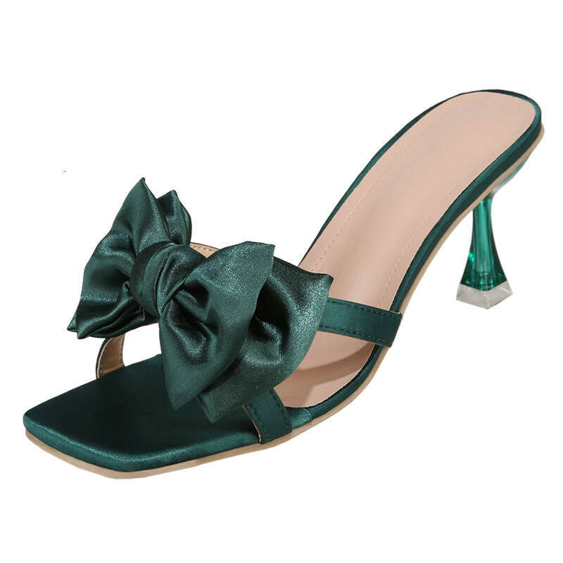 designer shoes Square Thin Heel Bowknot Sexy Sandals for Women Summer European and American Open Toe Petite High Heels