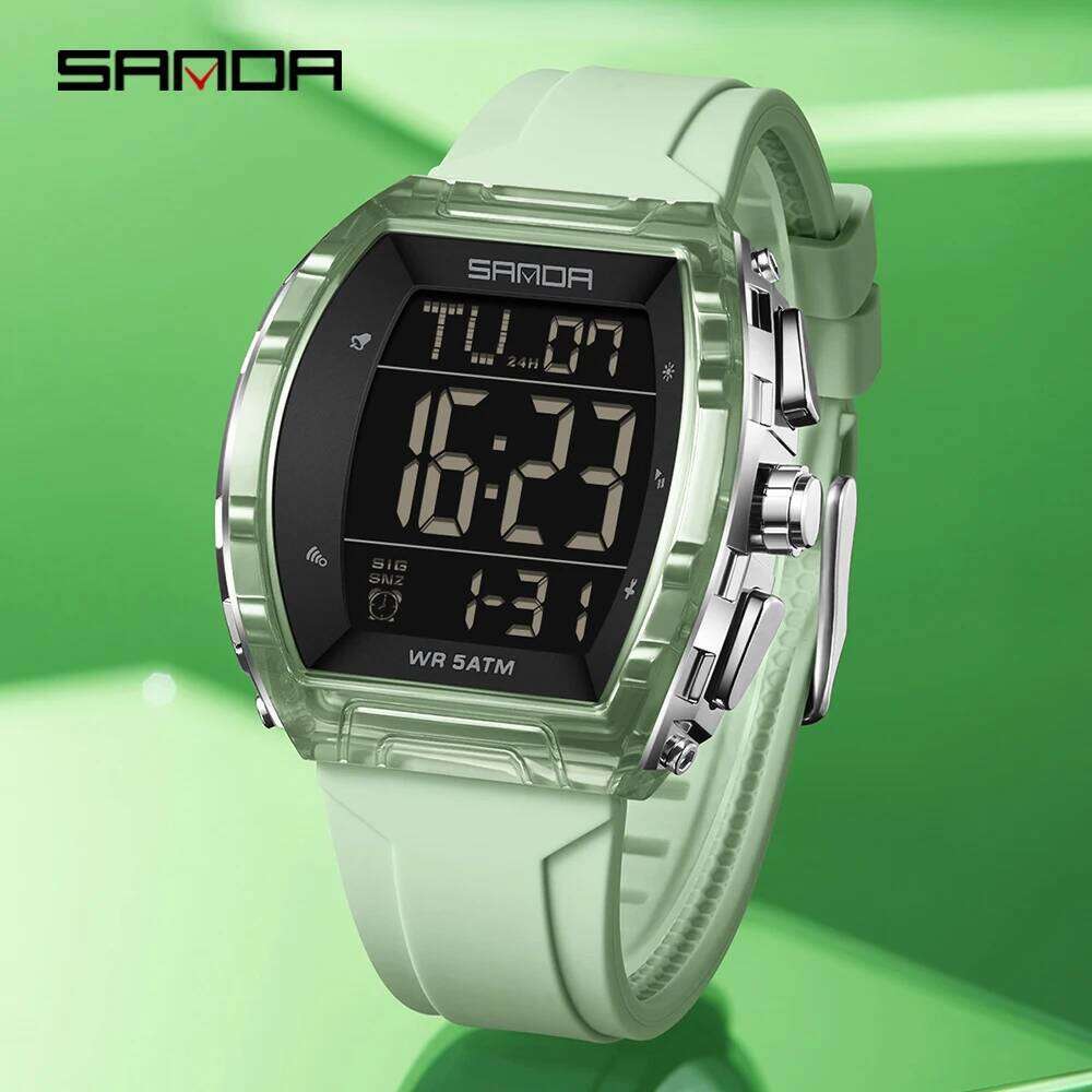 SANDA 6286 Fashion Electronic Watch Calendar Luminous Shockproof Waterproof Silicone Strap Men Women Sports Digital Wristwatch