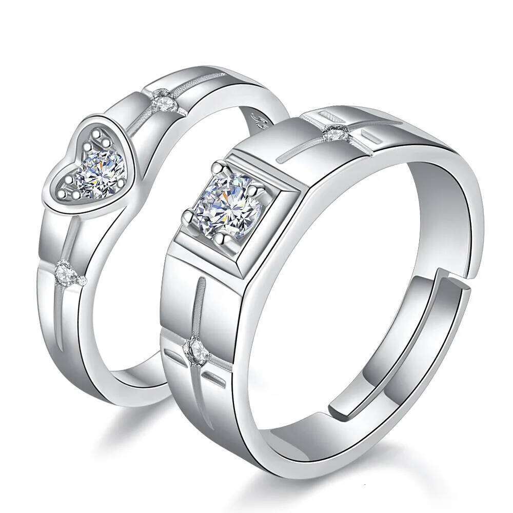 Real 925 Stelring Silver Woman's New Jewelry Heart Square Crystal Zircon Couple Ring For Men XY0390 W260311