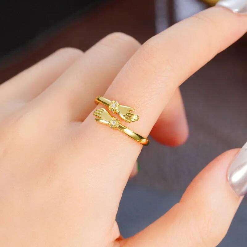 Huitan Hug Adjustable Opening Rings for Women Silver Color/Gold Color Fashion Resizable Accessories Creative Jewelry H260312