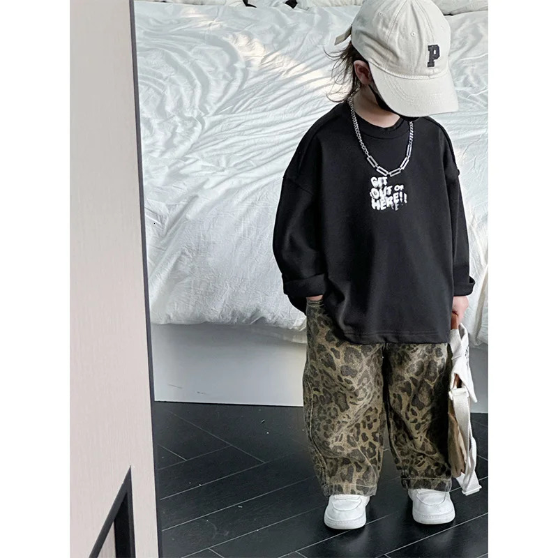 Leopard Jeans For Kids Boys Girls Cool Long Fashion Casual Street Style 260311