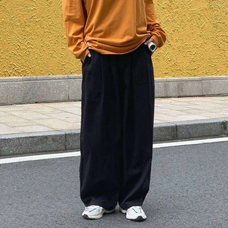 100% Cotton Baggy Pants Men Wide Leg Oversize Japenese Y2k Ankle-length Long Harem Trousers Casual Sport Old Money Vintage