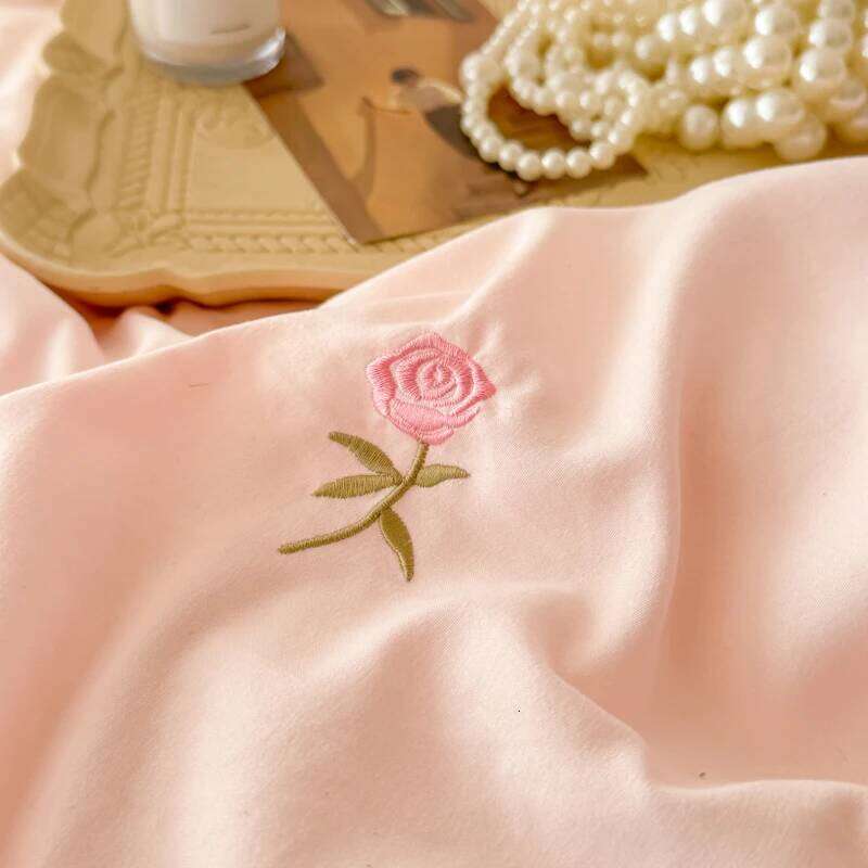 Korean Princess Style Lace Ruffles Rose Embroidery Wedding Bedding Duvet Cover Set Flat/Fitted Bed Sheet Pillowcases 4Pcs H260312