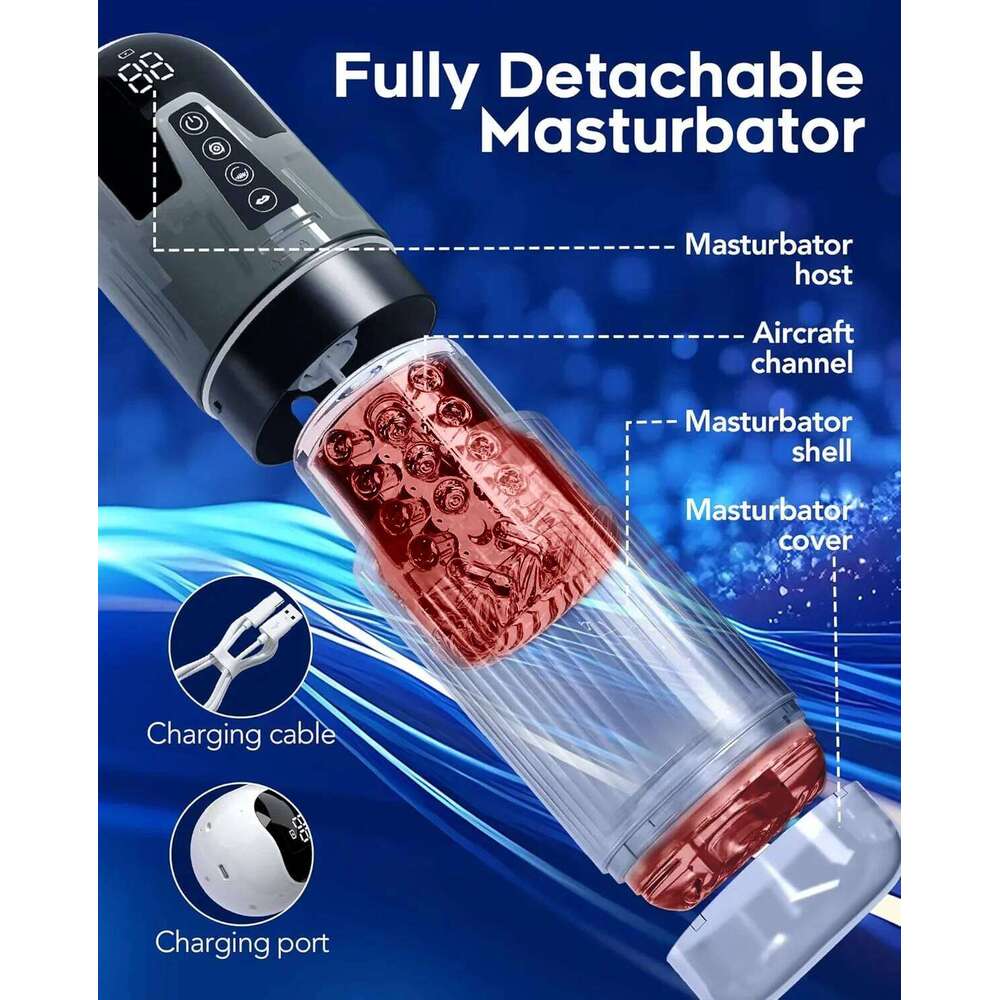 KUSHOR 4in1 Automatic Male Mastubator LCD Masturbation Cup with 7 Sucking& Thrusting& Rotating Modes Pocket Pussy Man Sex Toys Z260312
