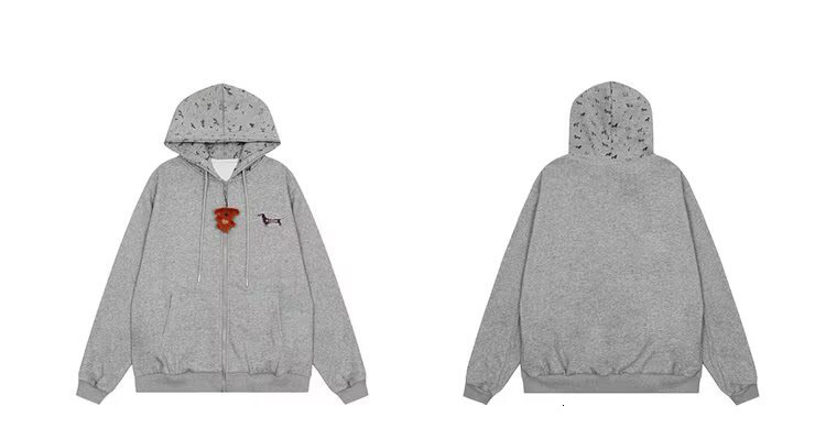 Unique Design Hooded Sweatshirt For Women New Designer Hoodie Spring/autumn Retro Jacket Cardigan Trendy Gray Top