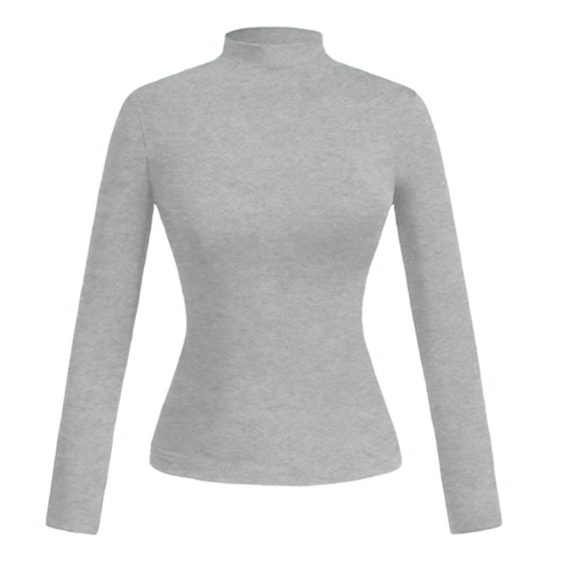Half High Collar Long Sleeve T-Shirt, Soft Comfortable Daily Wear
