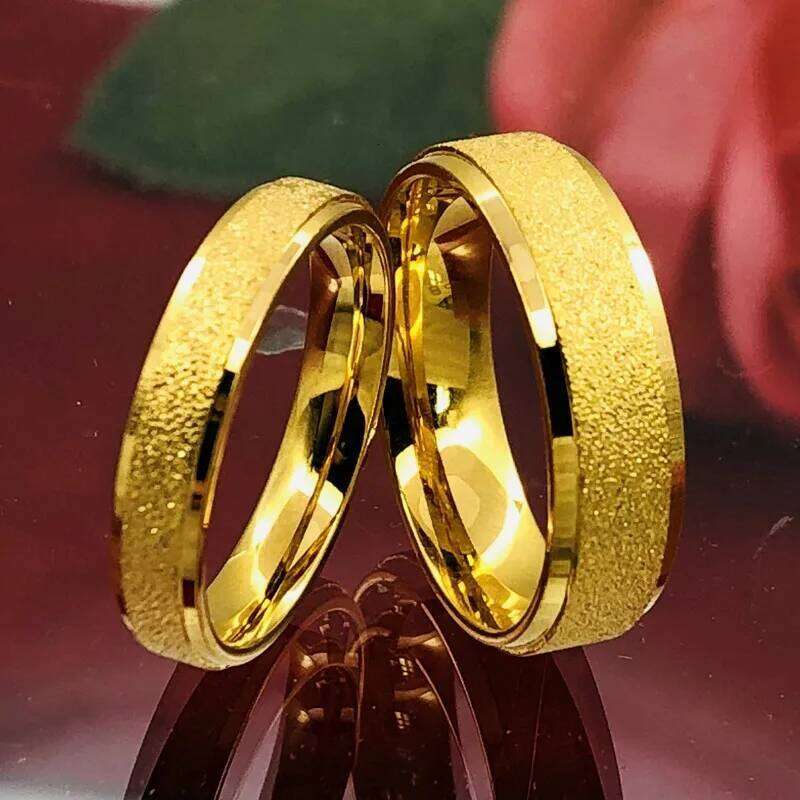 Extra Large Size 13 Female Male Couple Ancient Method Simple Frosted Cold Pair Ring Real Gold 24K Gold-plated Does Not Fade H260312