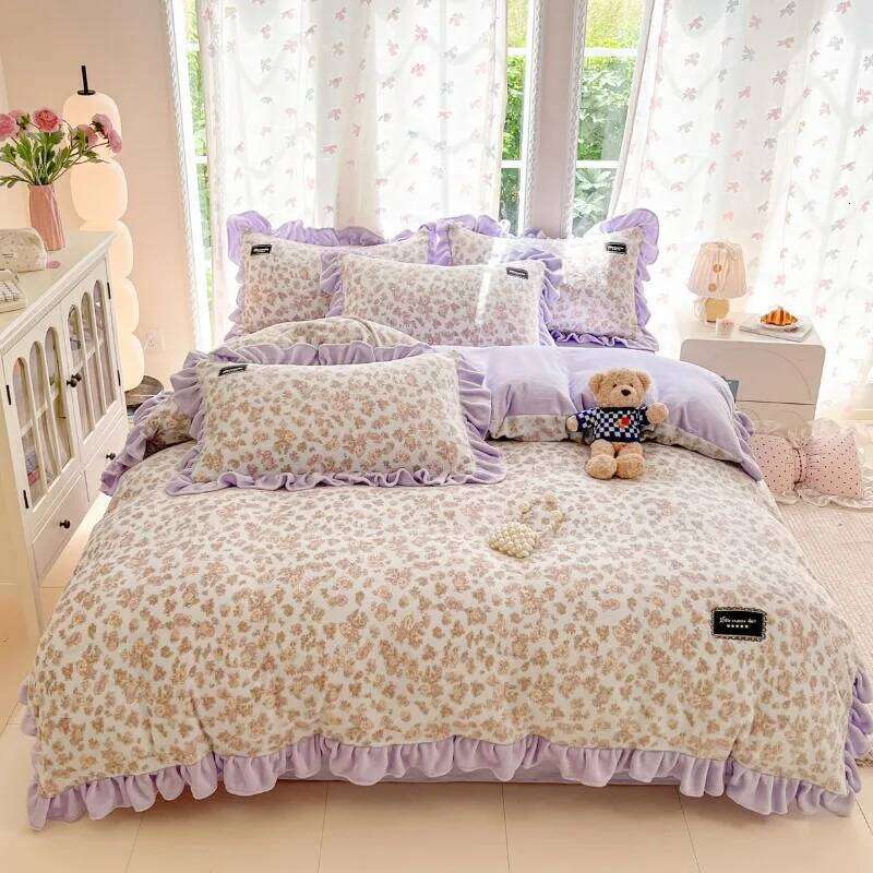 2025 new comfortable high-gram milk fleece set, winter thickened warm and skin-friendly bedding four-piece set H260312