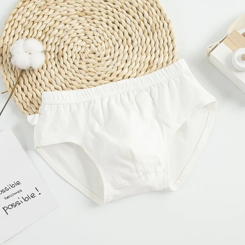 3PcsLot Children Underwear Solid Color White Shorts Cotton Big Boy Boxer Panties Boys Briefs Toddler Underpants 260311
