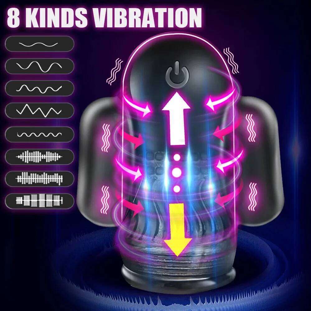 Glans Sucking Vibrator Remote Control Cock Enlarger Pump Delay Lasting Trainer, Fake Vagina Masturbator Male Pleasure Enhancer Z260312