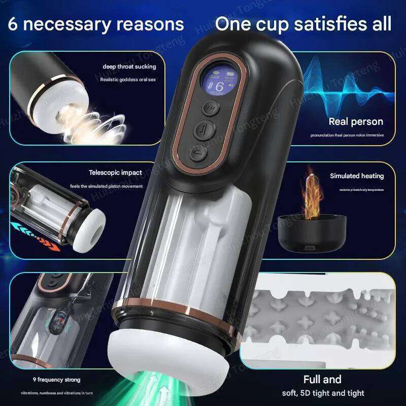 utomatic Male Masturbator with 9 Sucking Thrusting Rotating Modes Heating Stroker Blowiob Machine LCD Display Sex Toy for Menuto Z260312