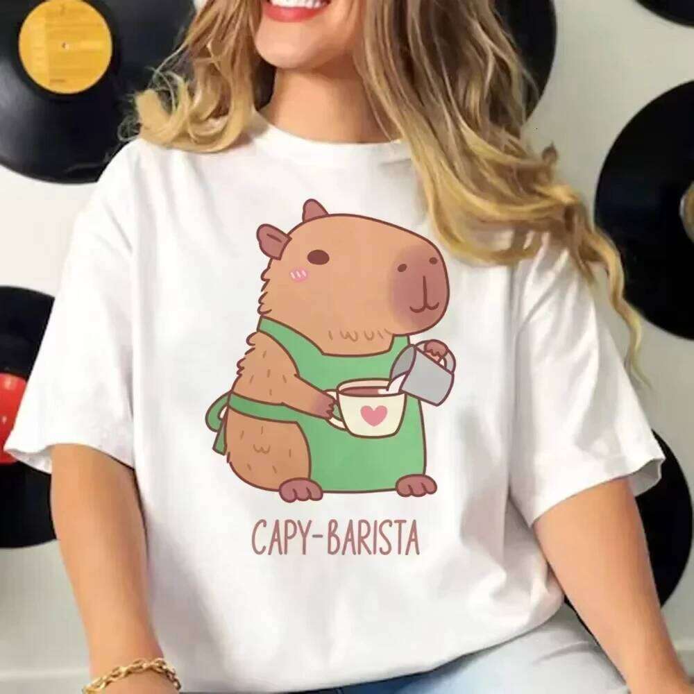 Capybara Woman's Pattern T-shirts Comic Clothing in Harajuku Streetwear Novelty T-Shirt Japanese Tops Z260312