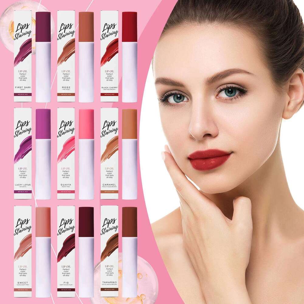 Staining Mirror Oil Gloss Long-Lasting Moisturizing Waterproof Non-stick Cup Makeup Lip Cosmetics Sexy Lips Plumper W260311